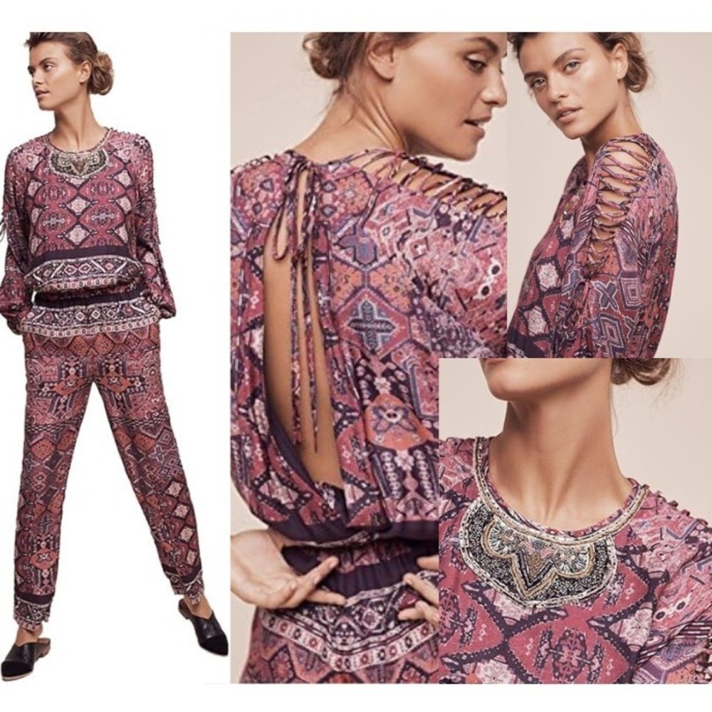 Twelfth Street Cynthia Vincent Anthropologie Rosewood Jumpsuit Small Purple